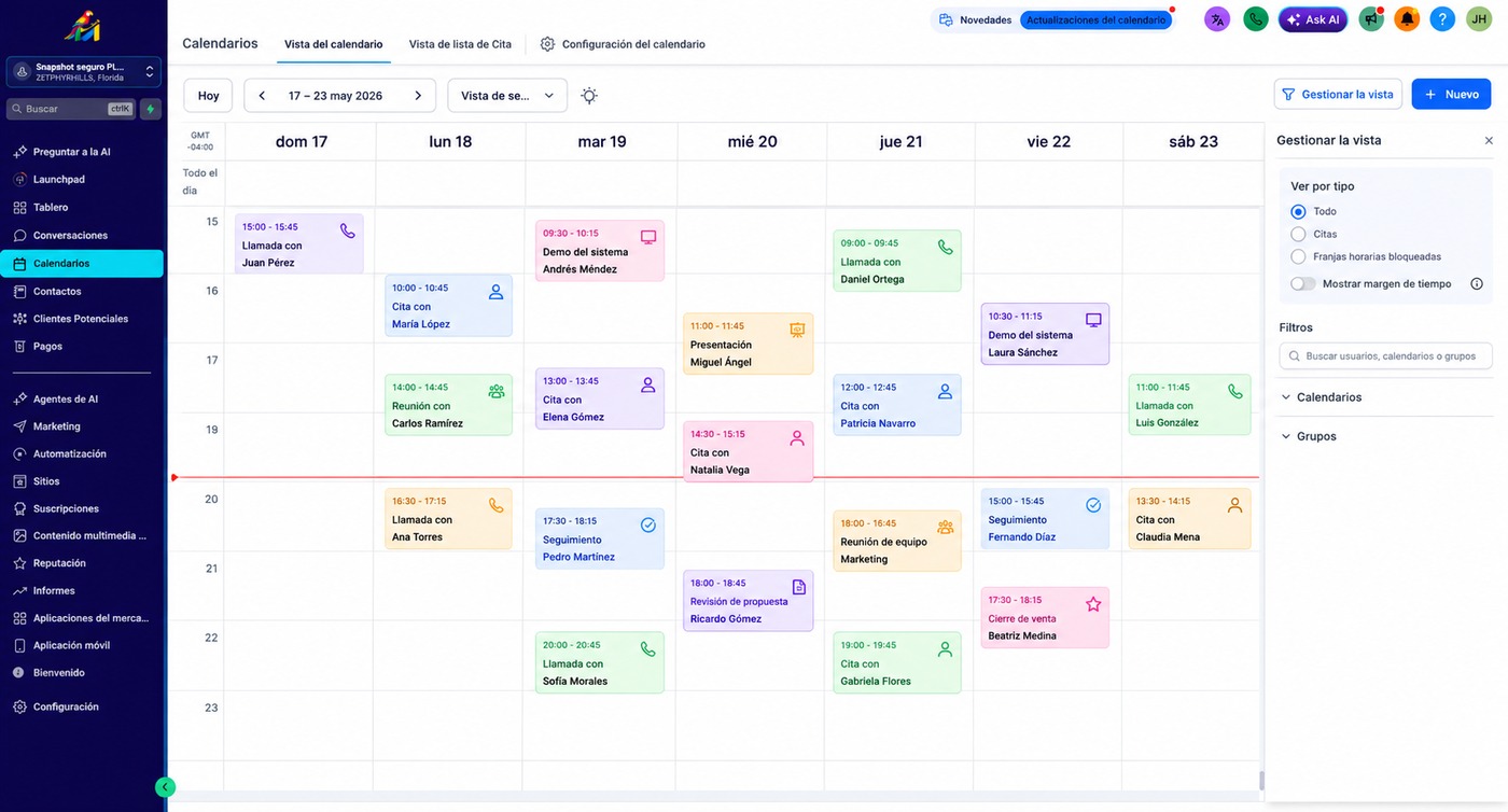 El calendario de citas de miGHL